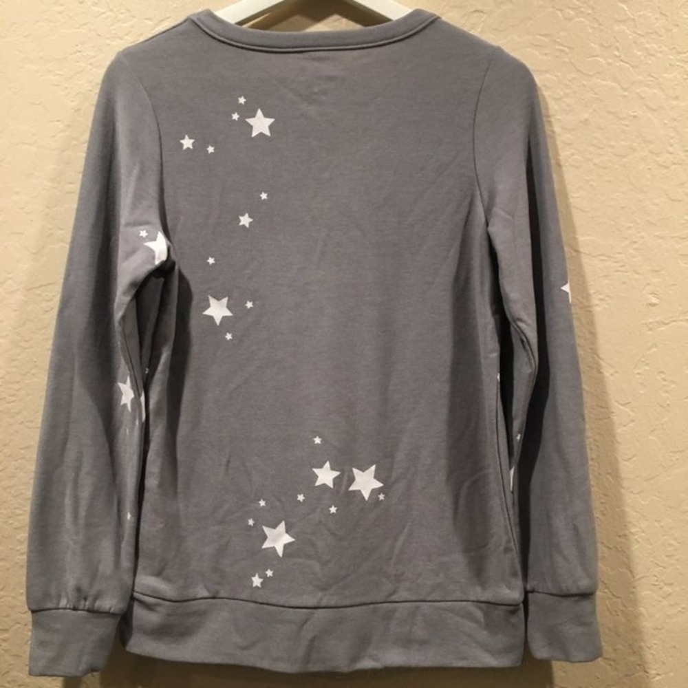 CHASER Gray stars Long Sleeve crew neck